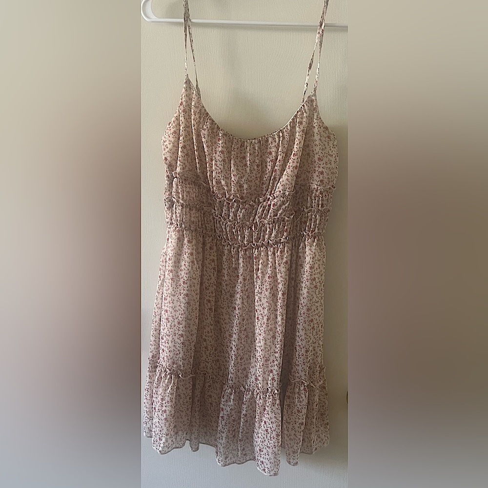 TRIXXI tan/pink floral BOHO style dress - size M